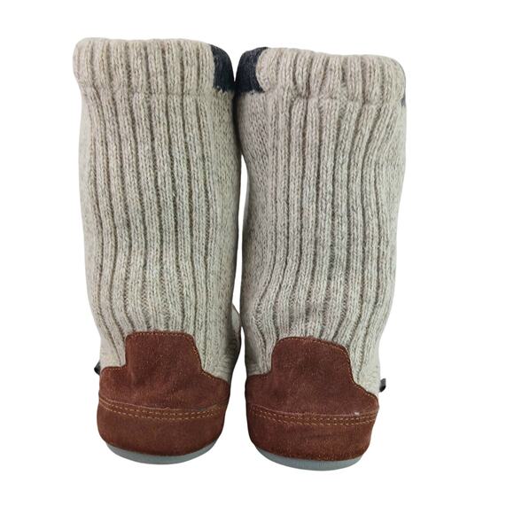 Acorn Men's SZ 9/10 Sweater & Suede Slippers Grey Ragg Wool Indoor/Outdoor - Picture 4 of 7